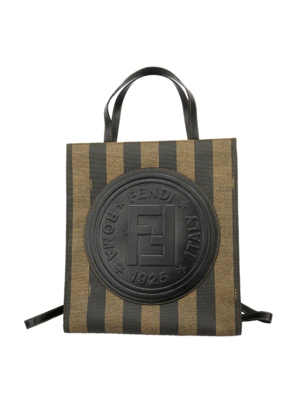 Fendi Handbag Pecan Black Brown Gold 2-Way Bag